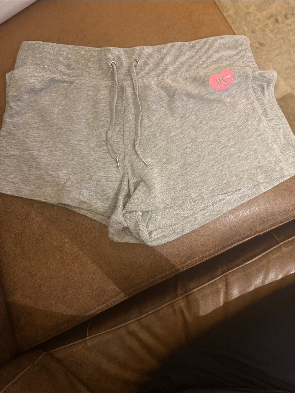 Victoria's Secret Light Gray Lounge Shorts with Pink Heart